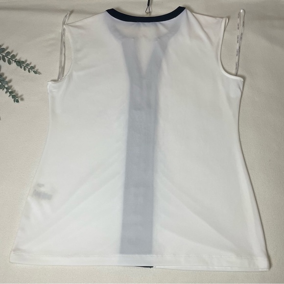 Calvin Klein Women Sleeveless White Blouse Faux Leather Trim NWT Size M - Picture 8 of 10